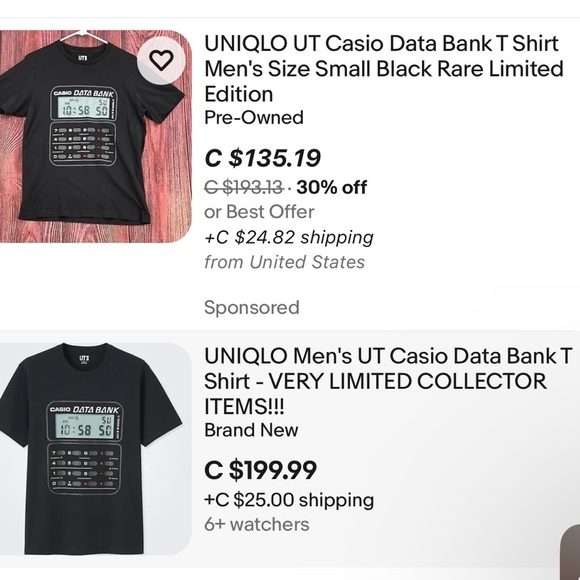 CASIO DATA BANK Uniqlo UT T-Shirt 2018 Rare Limited Edition - Picture 9 of 9